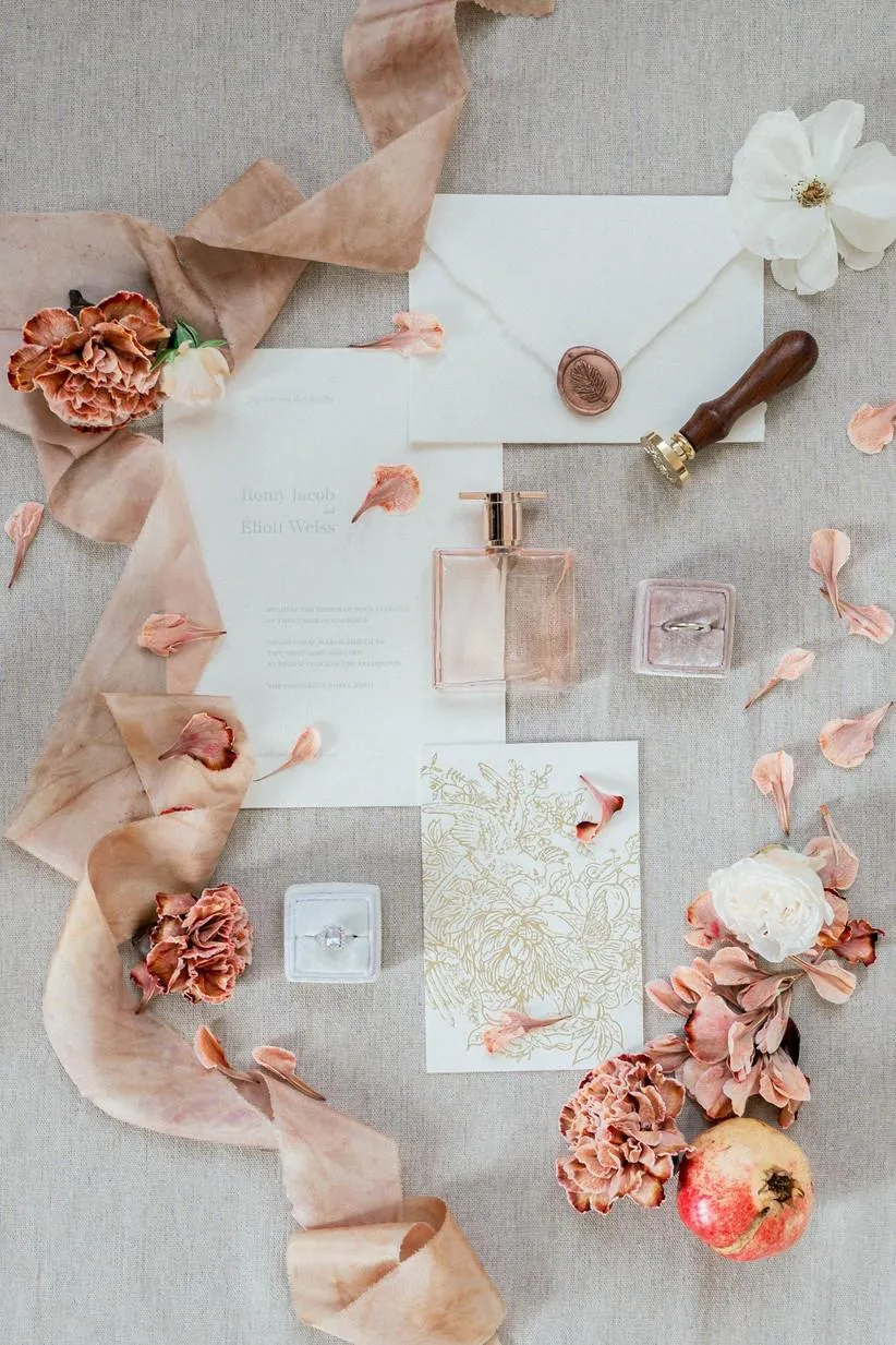 Details of an elegant wedding table set for an intimate celebration